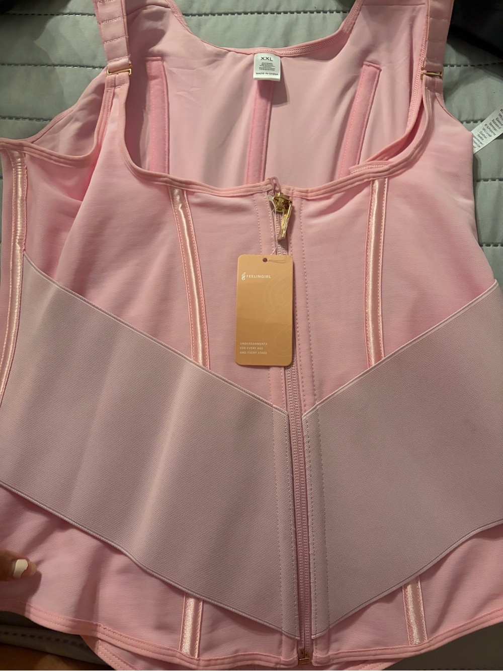 Pink Front-Zip Waist-Defining Shapewear Bodysuit